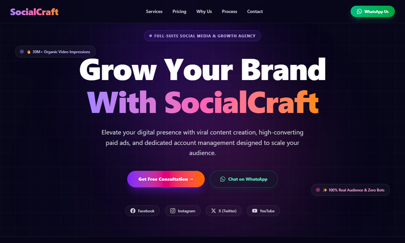 SocialCraft Agency Live Screenshot